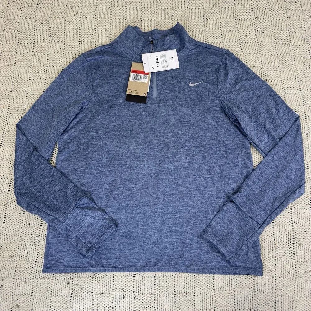 Nike Swift Dri-FIT 1/4 Zip Running Top Women’s Large Blue UPF 40+ NWT
